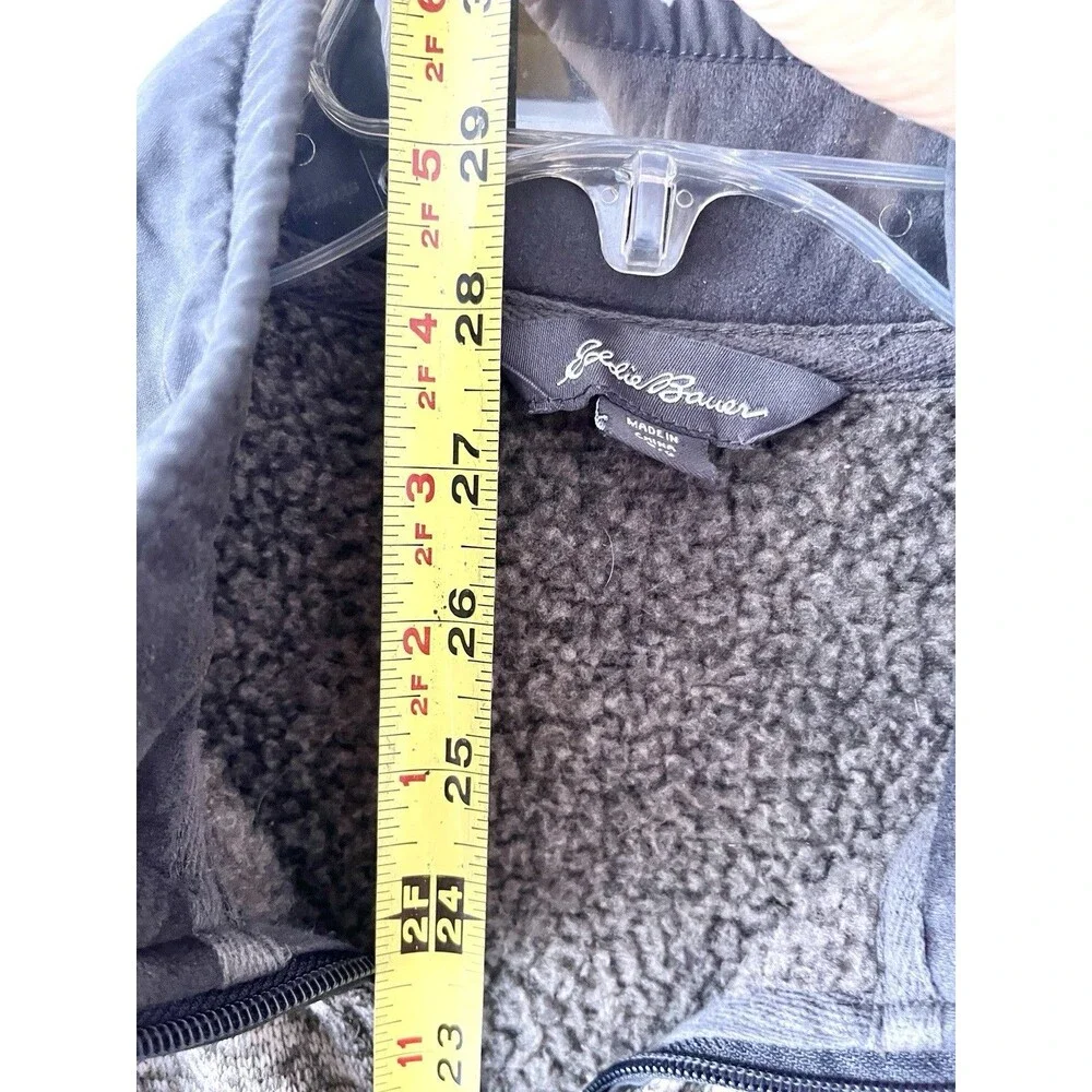 Eddie Bauer Quarter Zip Sweater Fleece Pullover Gray Heather Men's Large - Picture 6 of 8